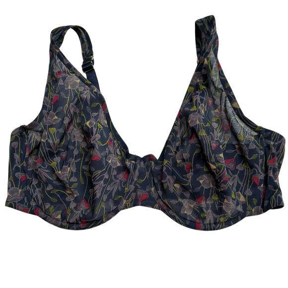 THIRDLOVE Unlined In Bloom Scoop Bra Blue Pink Yellow Women's Size 36E - Picture 1 of 5